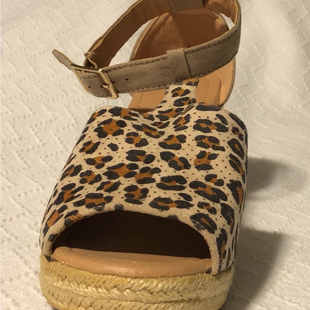 Leopard print wedge sandals